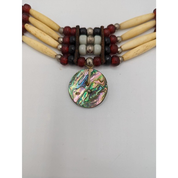 Vintage Native American Old Choker Turkey Bone/Leather horse Hair Traditional - Picture 7 of 12